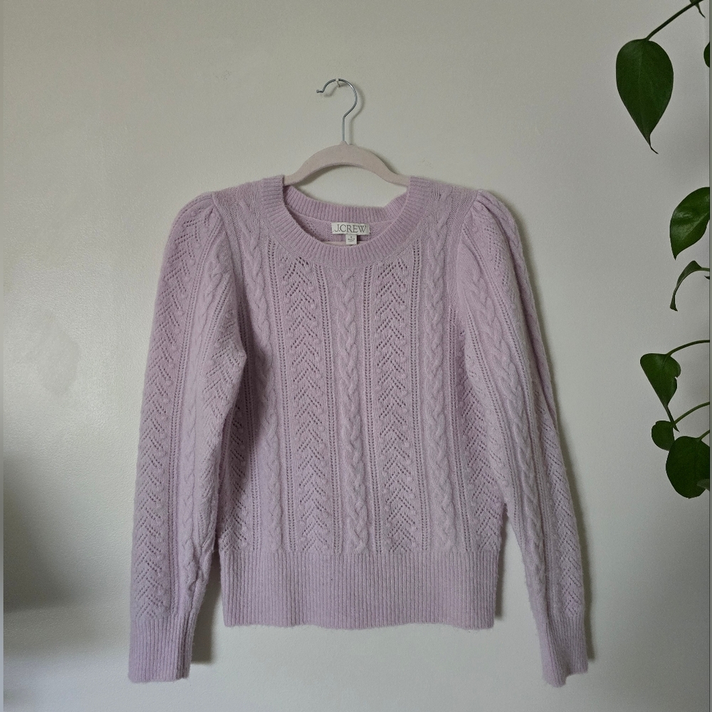 J. Crew Light Purple Puff Sleeve Soft Wool Blend Sweater Size Small Womens